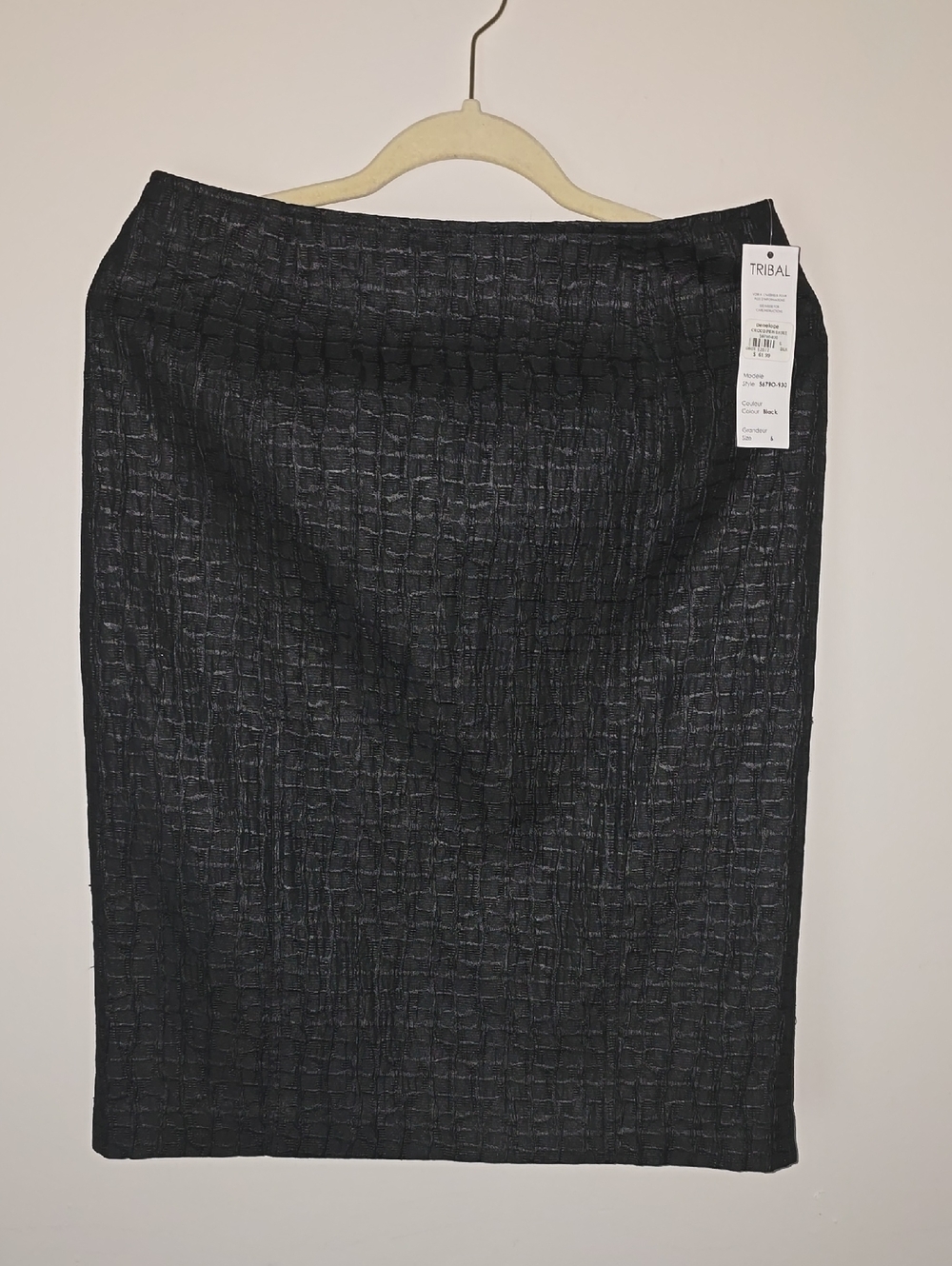 Tribal Black Textured Pencil Skirt
